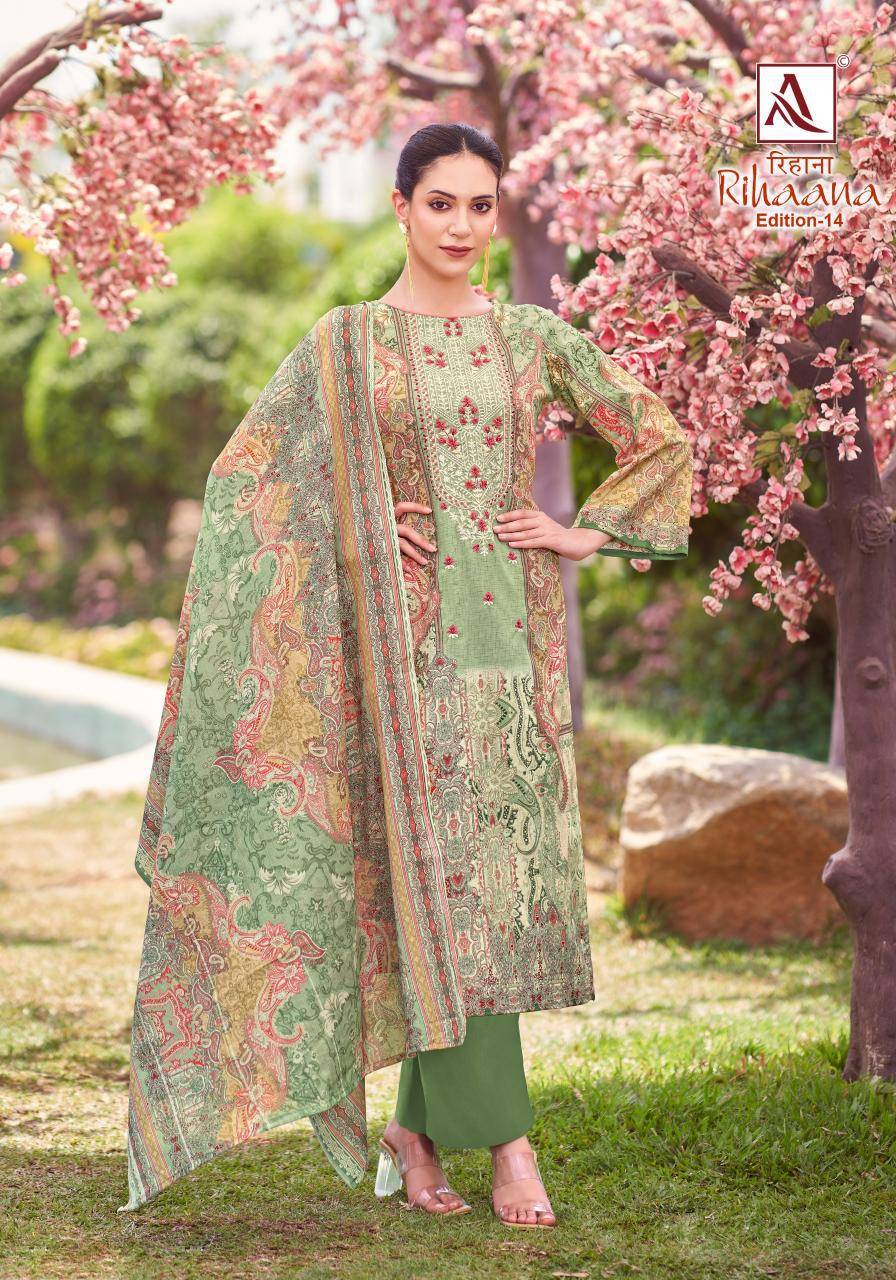 Alok suit rihaana 14 karachi cotton dress material wholesale